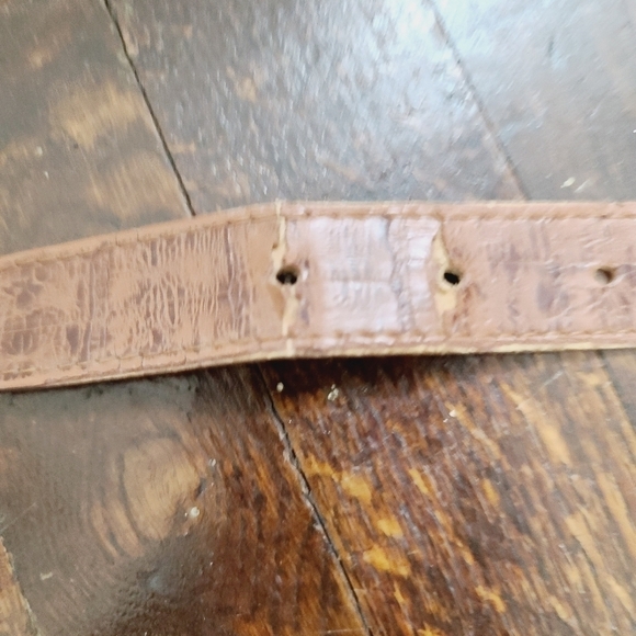 Vintage Brown Embossed Skinny Belt - Picture 4 of 9